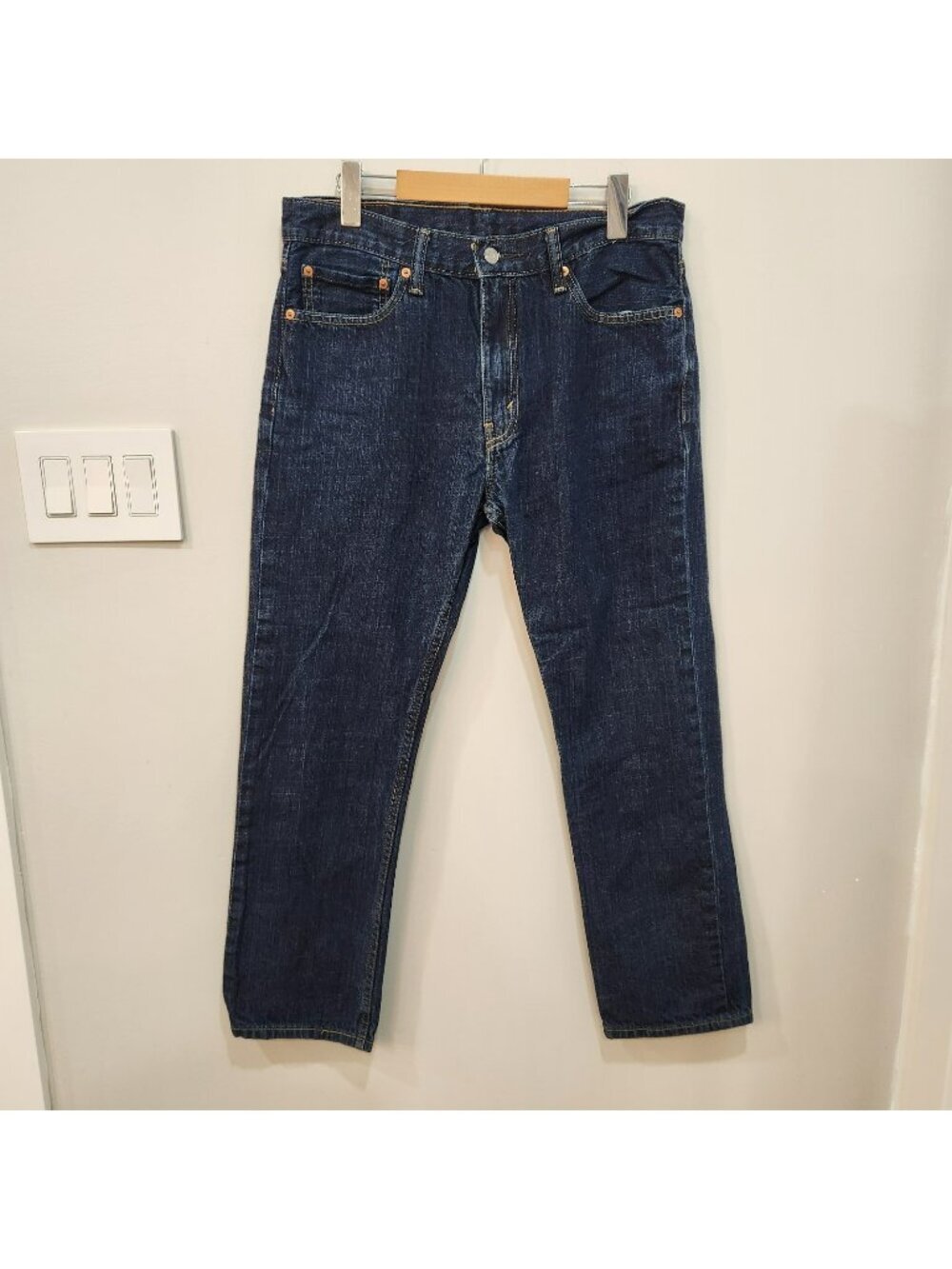 Levis 513 Jeans Mens 34x30 Blue Slim Straight American Classic Dark Wash Denim